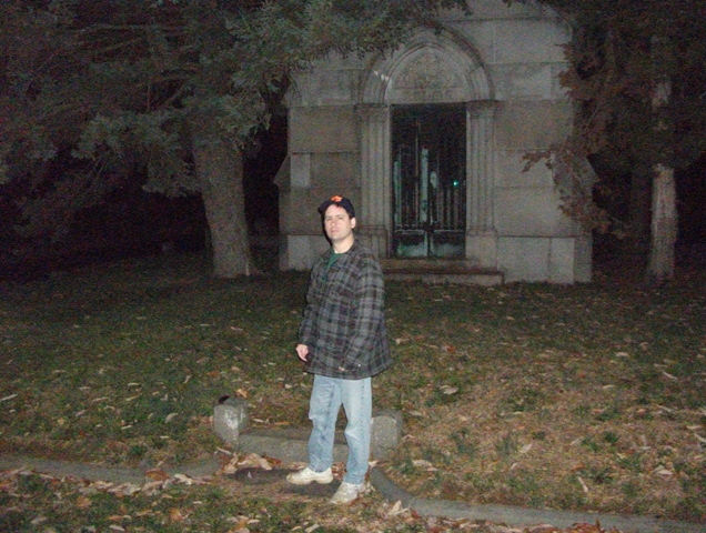 Chuck at the cemetery investigating.