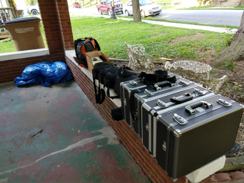 Equipment cases before leaving. Chuck's Paranormal Adventures Investigation of the Sallie House -